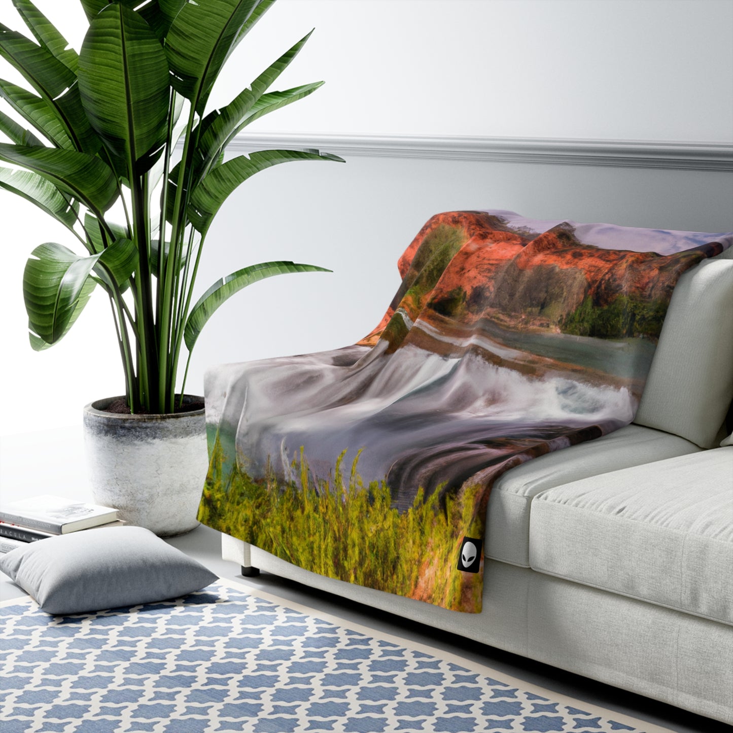 "Capturing Nature's Beauty: Crafting an Iconic Landscape in Vibrant Art" - The Alien Sherpa Fleece Blanket