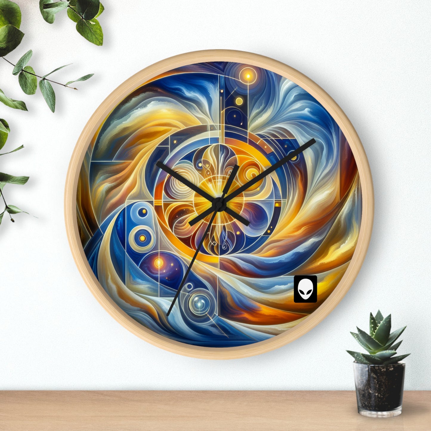 "Divinidad ascendente: un despertar espiritual en una geometría vibrante" - El reloj de pared alienígena estilo arte religioso