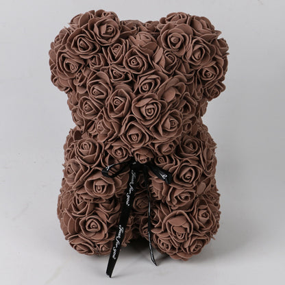 Valentinstagsgeschenk, Rosenbär, ewige Blume, Rosen-Teddybär, Bär aus PE-Schaum, 25 cm, Valentinstag