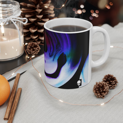 "Explorando los contrastes: una danza colorida de luminancia y aberración cromática" - Taza de cerámica The Alien de 11 oz