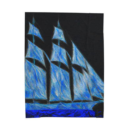 "El velero azul y las velas blancas: Una aventura de libertad en el mar" - The Alien Velveteen Plush Blanket