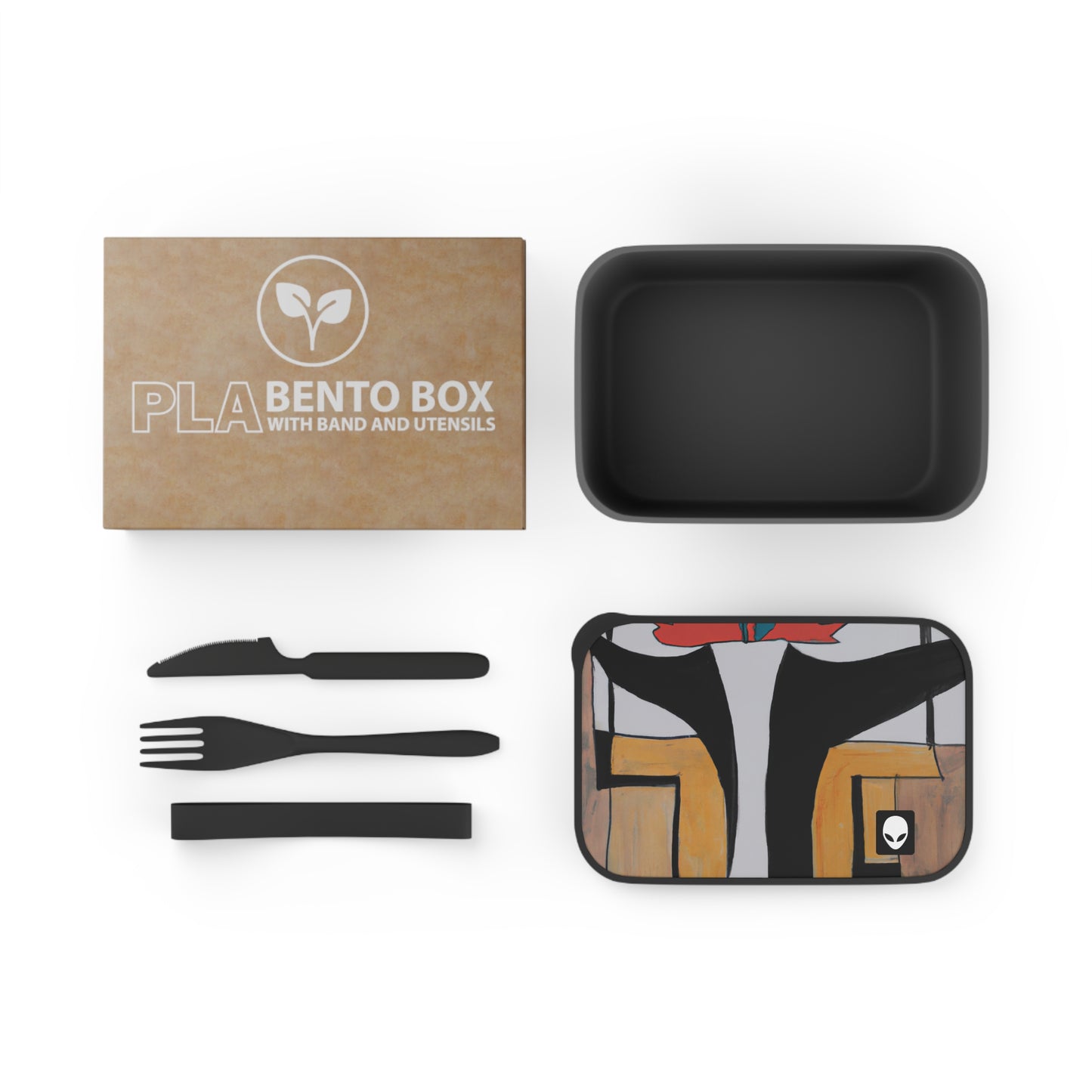 „Exploring Balance and Pattern in Abstract Art“ – Die umweltfreundliche PLA-Bento-Box von Alien mit Band und Utensilien