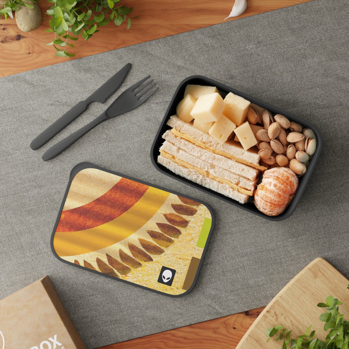 "A Natural Mosaic: Shapes and Colors from the Earth" - The Alien Eco-friendly PLA Bento Box with Band and Utensils