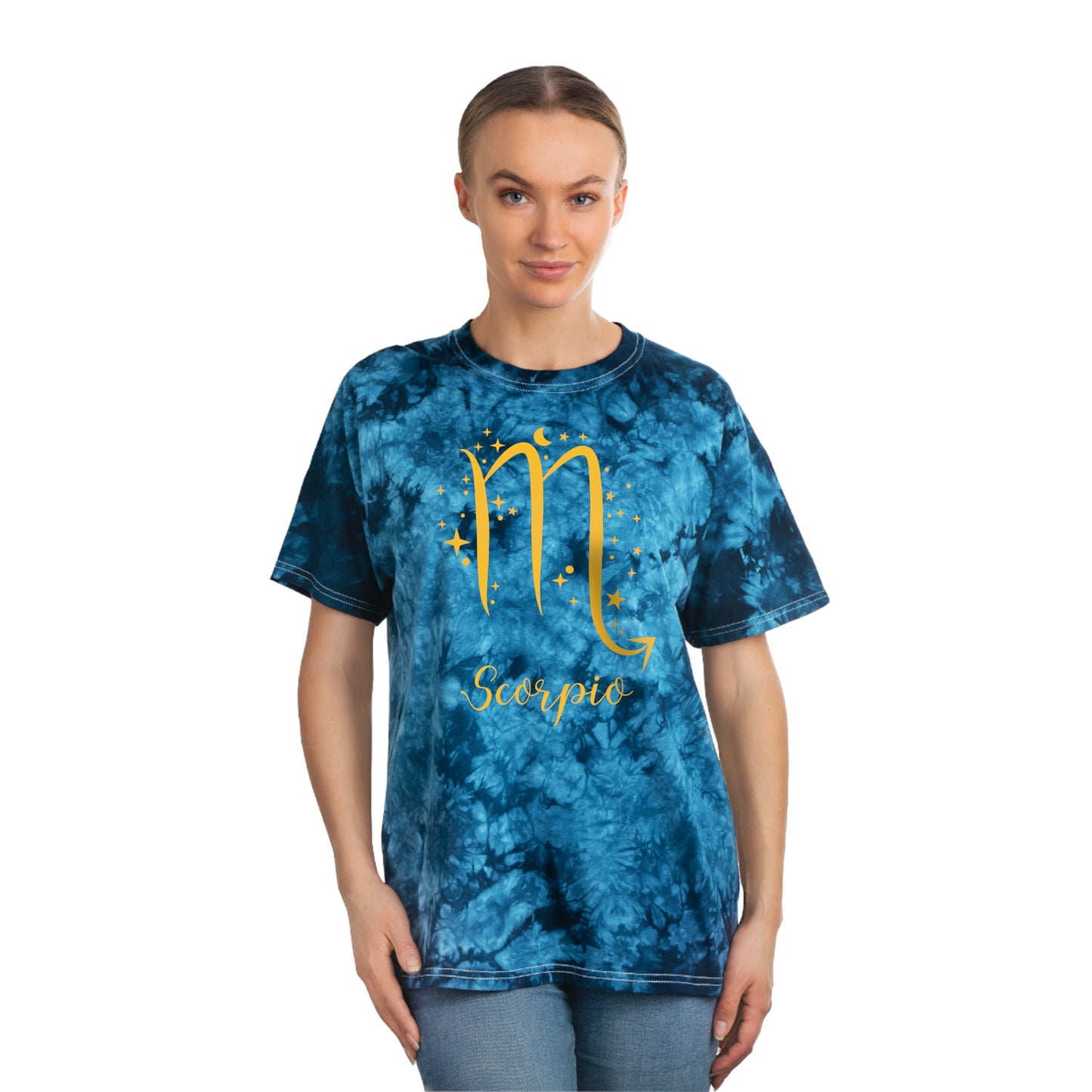 Signo del zodiaco Escorpio: camiseta con efecto tie-dye alienígena, cristal