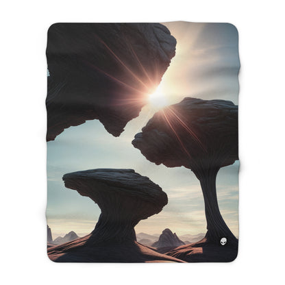 "Alien Landscape Odyssey" - The Alien Sherpa Fleece Blanket