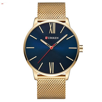 Reloj de pulsera de cuarzo con correa de acero inoxidable y esfera de color a la moda para hombre