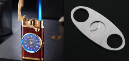 Neues Feuerzeug mit elektrischer Uhr, Kipphebel, automatische Zündung, gerade blaue Flamme, Feuerzeug, kreatives echtes Zifferblatt, aufblasbar, winddicht, Feuerzeug, Herrenuhr, Geschenk