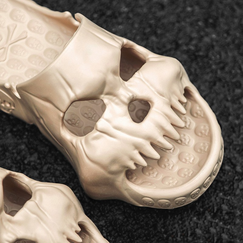 Zapatillas de Halloween con diseño de calavera personalizadas, zapatos de playa divertidos para interiores y exteriores, para baño