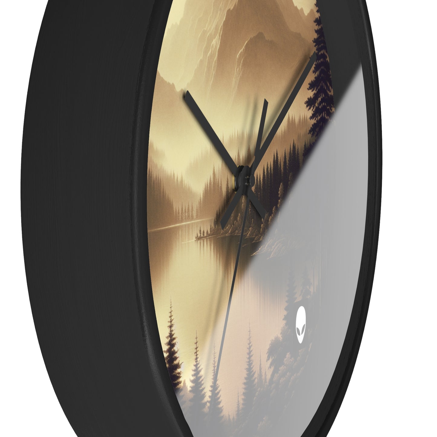 "Dawn at the Lake: A Foggy Mountain Morning" - The Alien Wall Clock Tonalism Style