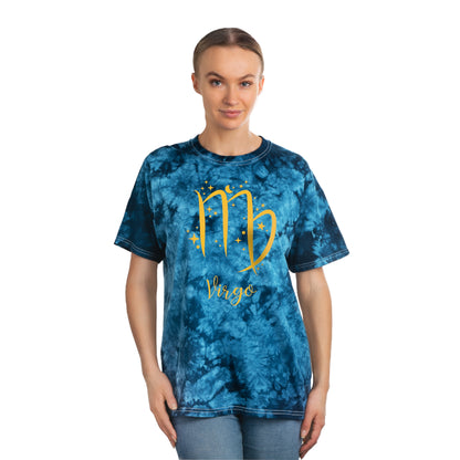 Signo del zodiaco Virgo: camiseta con efecto tie-dye alienígena, cristal