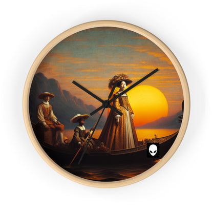 "Golden Twilight in the Italian Gondola" - The Alien Wall Clock Renaissance Art Style