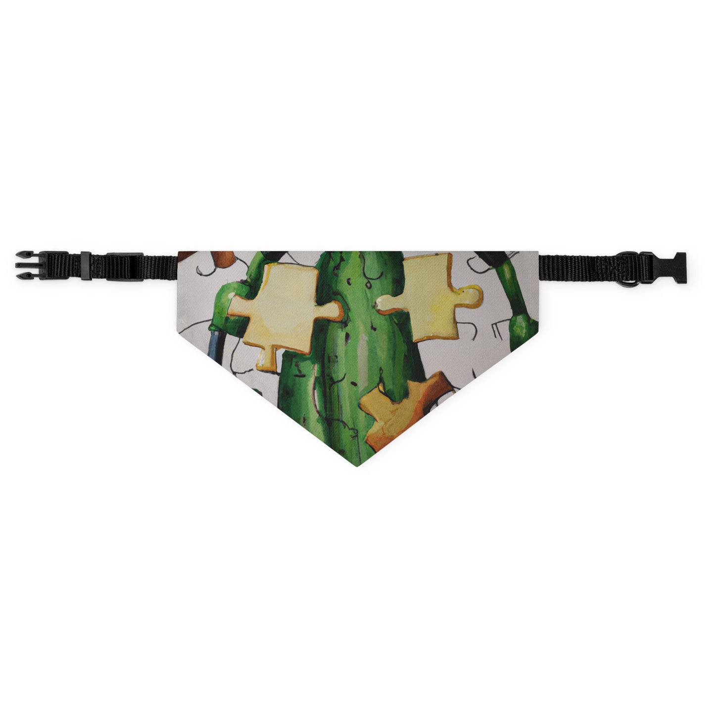 "Cactified Puzzle Time" - The Alien Pet Bandana Collar