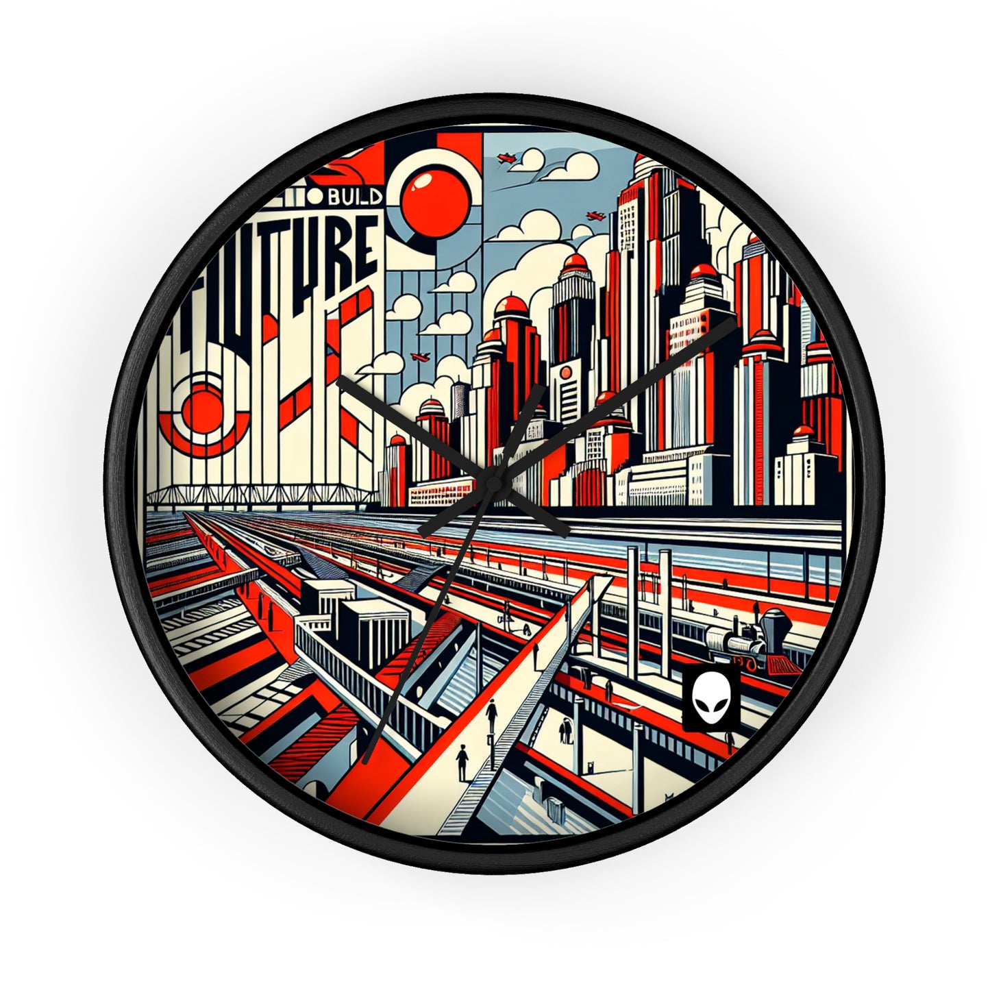 "Constructing Ideas: A Typographic Landscape" - The Alien Wall Clock Constructivism Style