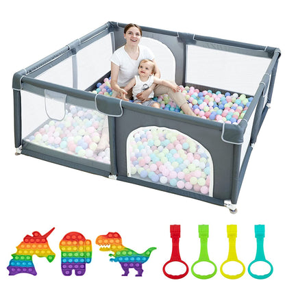 Laufstall für Babys und Kleinkinder, Babyspielplatz mit Tor für begrenzten Platz, 47 x 47 x 26 cm, Babyzaun mit atmungsaktivem Netz, sicheres Aktivitätszentrum für drinnen und draußen