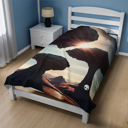 "Alien Landscape Odyssey" - The Alien Velveteen Plush Blanket