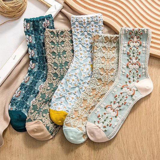 Harajuku Retro Stickerei Frühling Kawaii süße Socken