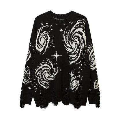 Herren-Pullover „Cosmic Starry Sky“ mit Rissen