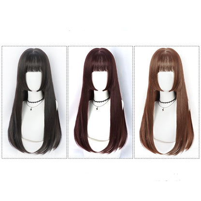 Straight Wig Women's Mid-length Hair Natural Full Headgear