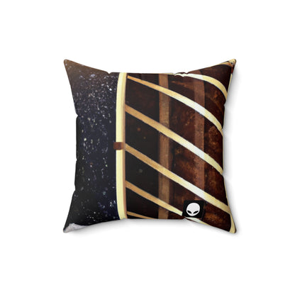 "A Tale of Storytelling Art: A Mixed Media Masterpiece" - The Alien Square Pillow