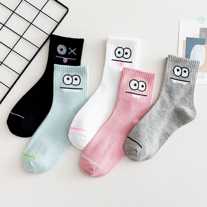 Solid Color Cotton Socks Spring And Autumn Medium Hose