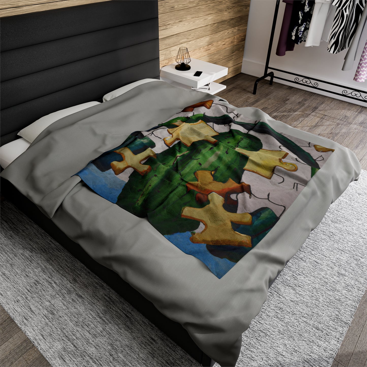 "Cactified Puzzle Time" - The Alien Velveteen Plush Blanket