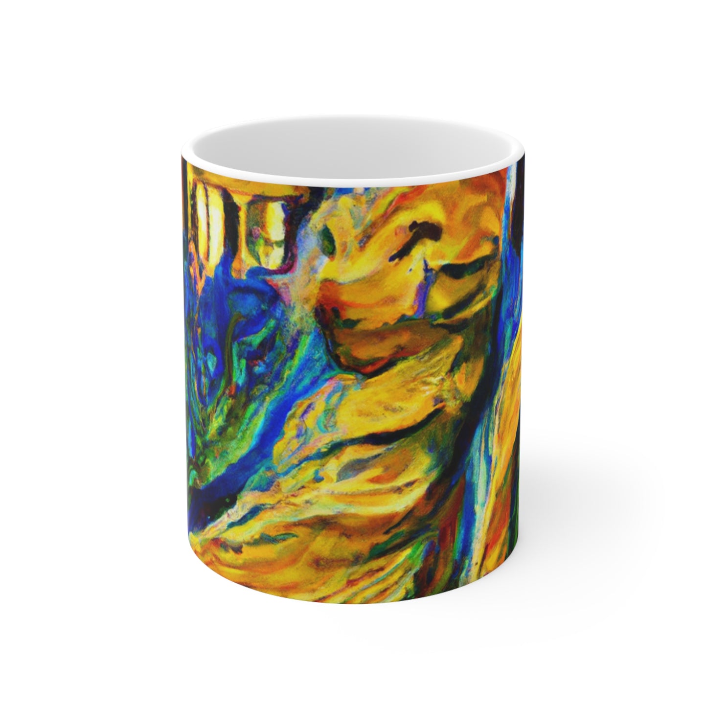 "Un gato entre las hojas de té celestiales" - Taza de cerámica The Alien 11 oz
