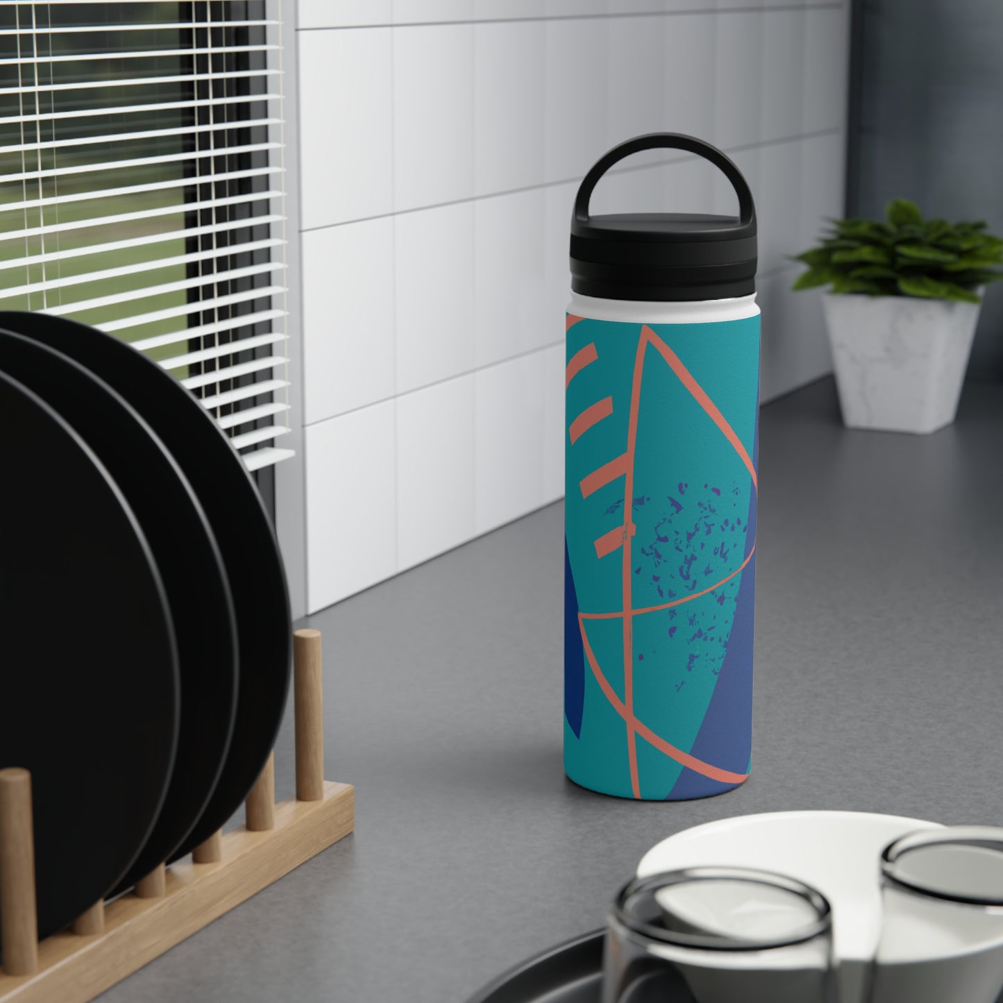 Geometric Artistry: An Exploration of Color and Form - The Alien Stainless Steel Water Bottle, Handle Lid