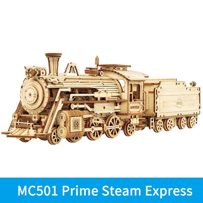 Robotime ROKR modelo de tren 3D rompecabezas de madera juguete conjunto locomotora modelo Kits de construcción para niños cumpleaños regalo de Navidad