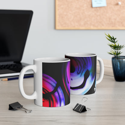 "Explorando los contrastes: una danza colorida de luminancia y aberración cromática" - Taza de cerámica The Alien de 11 oz