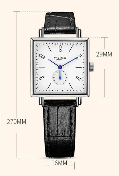 Reloj de cuarzo cuadrado simple de moda para hombres y mujeres