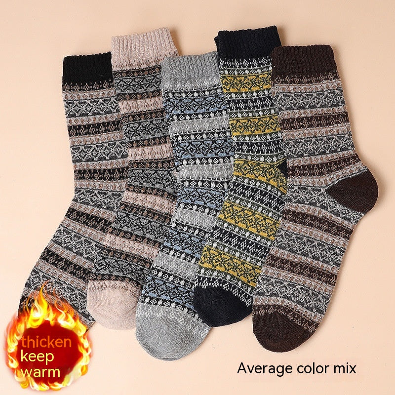 Mid-calf Length Men's Socks Retro Ethnic Style