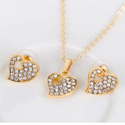 Love Plastic Mesh Bag Peach Heart Jewelry Set Women's Five-piece Set