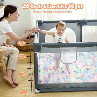 Laufstall für Babys und Kleinkinder, Babyspielplatz mit Tor für begrenzten Platz, 47 x 47 x 26 cm, Babyzaun mit atmungsaktivem Netz, sicheres Aktivitätszentrum für drinnen und draußen