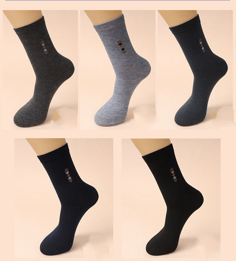 Men's Autumn And Winter Mid-calf Length Socks Black Wear-resistant Four Seasons