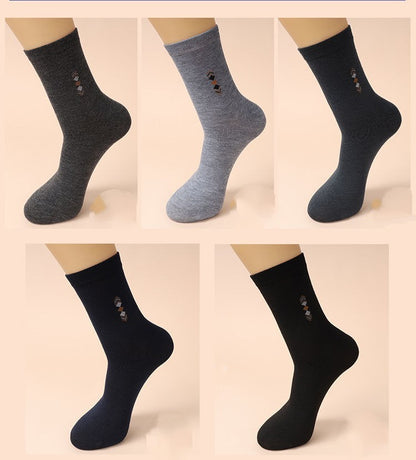 Herrensocken für Herbst und Winter, mittellang, schwarz, verschleißfest, vier Jahreszeiten