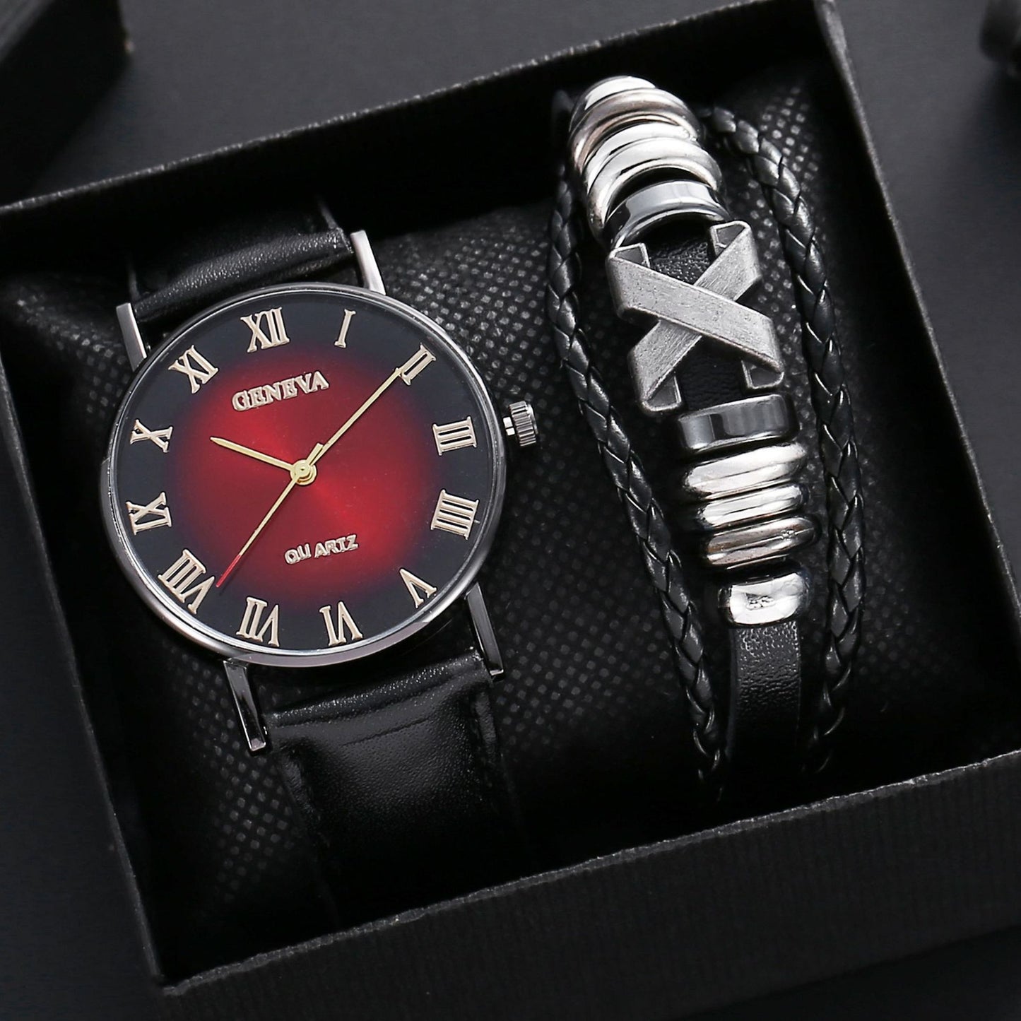 Conjunto de regalo de negocios de moda con reloj para hombre con cinturón de cuero