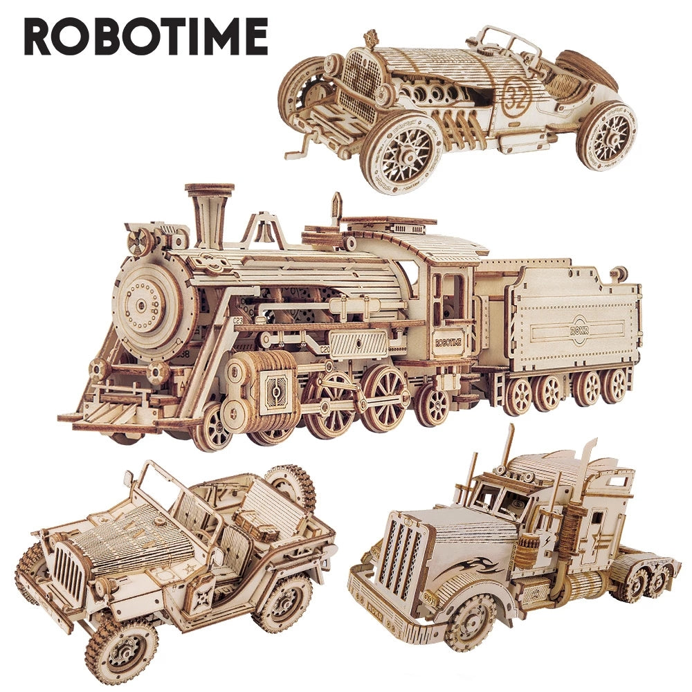 Robotime ROKR Zugmodell 3D Holzpuzzle Spielzeug Montage Lokomotive Modellbausätze für Kinder Kinder Geburtstag Weihnachtsgeschenk