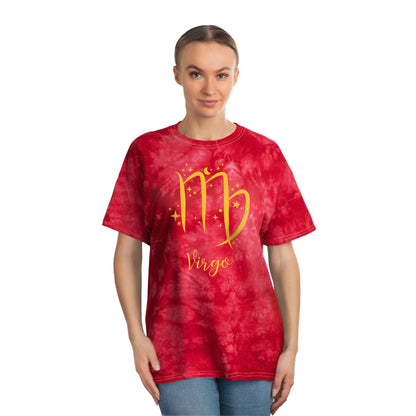 Signo del zodiaco Virgo: camiseta con efecto tie-dye alienígena, cristal