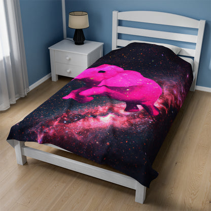 "Majestic Pinkelephant Exploration" - The Alien Velveteen Plush Blanket