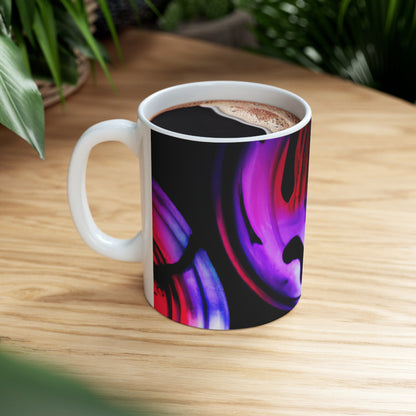 „Exploring Contrasts: A Colorful Dance of Luminance and Chromatic Aberration“ – The Alien Keramikbecher 11 oz