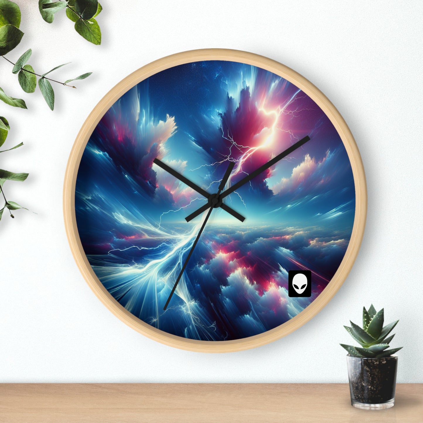 "Electricity In The Sky" - The Alien Wall Clock Digital Art Style