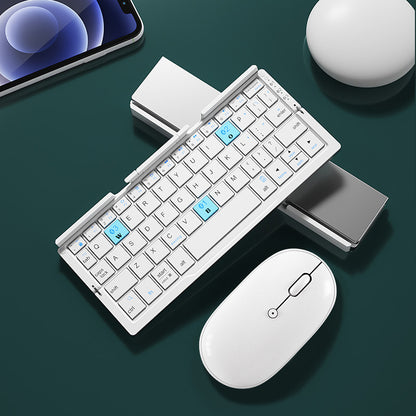 Mini teclado plegable Bluetooth, teclado inalámbrico compatible con 3 dispositivos con soporte, teclado plegable recargable para teléfono y tableta