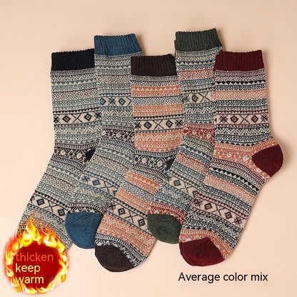 Mid-calf Length Men's Socks Retro Ethnic Style