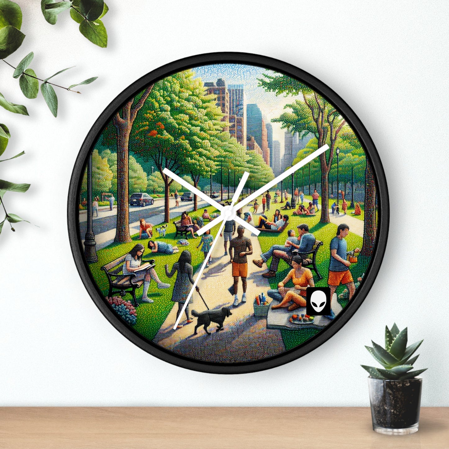 "Dotty Cityscape" - El reloj de pared extraterrestre estilo puntillismo