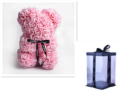 Valentinstagsgeschenk, Rosenbär, ewige Blume, Rosen-Teddybär, Bär aus PE-Schaum, 25 cm, Valentinstag