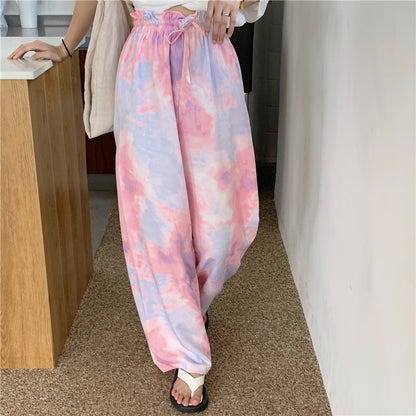 Hose mit weitem Bein und Batikmuster