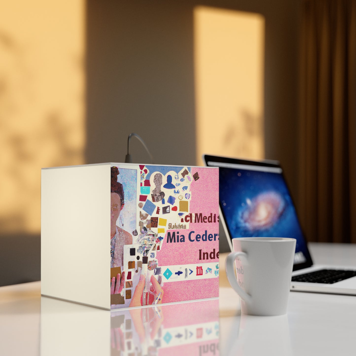 „Aufbau einer Online-Identität: Eine Social-Media-Collage“ – Die Alien Light Cube Lampe