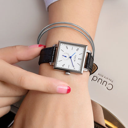 Reloj de cuarzo cuadrado simple de moda para hombres y mujeres