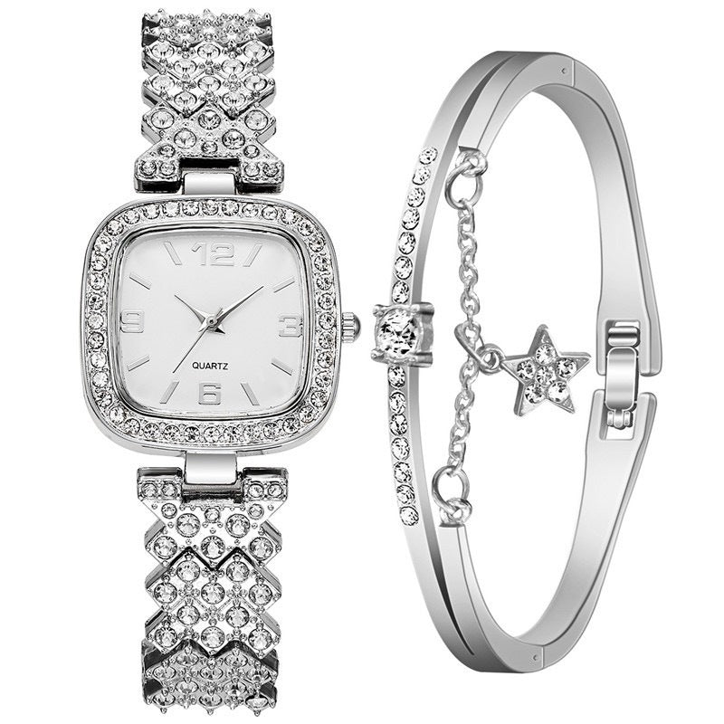 Zweiteiliges Set mit Diamant-Uhrenarmband für Damen