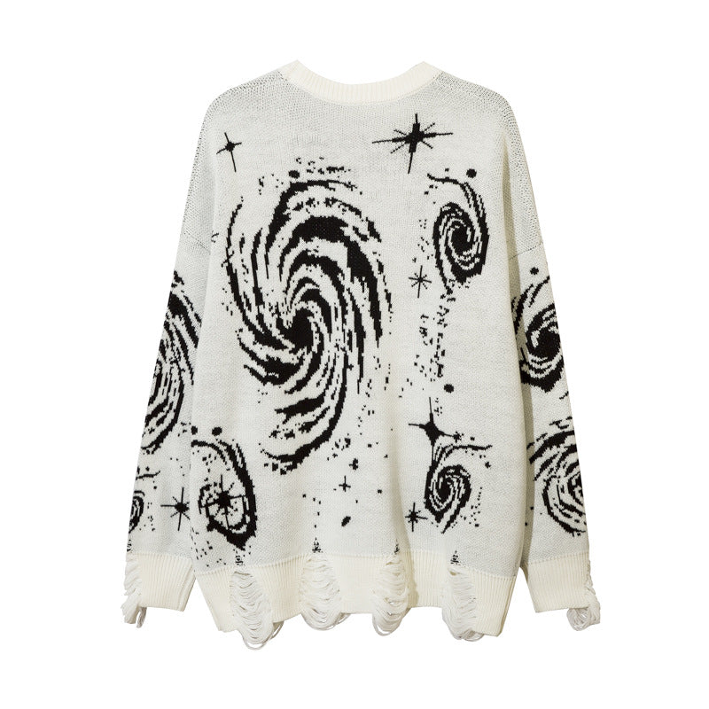 Herren-Pullover „Cosmic Starry Sky“ mit Rissen